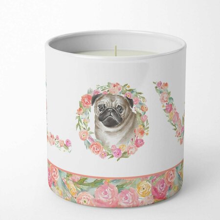CAROLINES TREASURES 3.75 x 3.25 in. Unisex Pug No.6 Love 10 oz Decorative Soy Candle WDK4468CDL